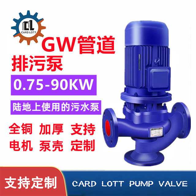 进口立式管道式排污泵提升泵 无堵塞污水管道泵离心式增压泵